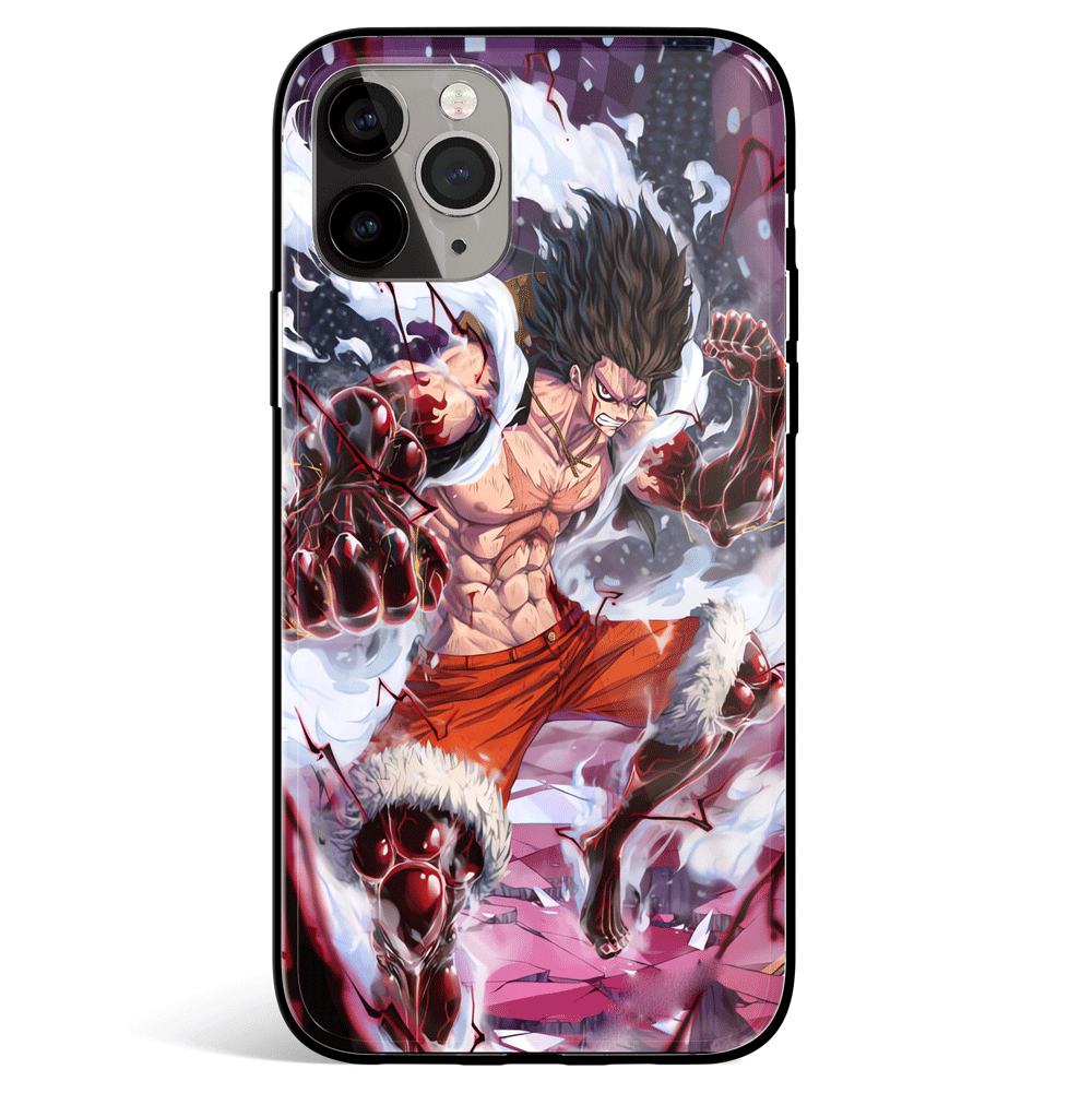 One Piece Luffy Gear Four Snake Man Tempered Glass Soft Silicone iPhone Case