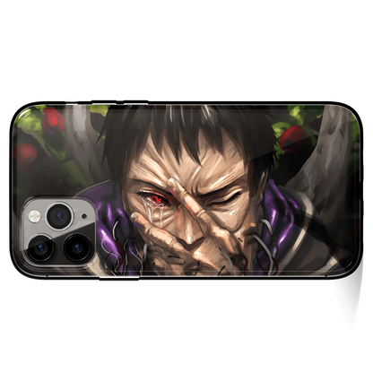 Naruto Crying Obito Tempered Glass Soft Silicone iPhone Case
