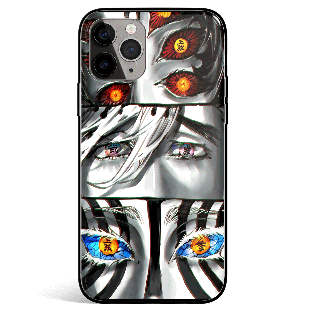 Demon Slayer Eyes Tempered Glass Soft Silicone iPhone Case