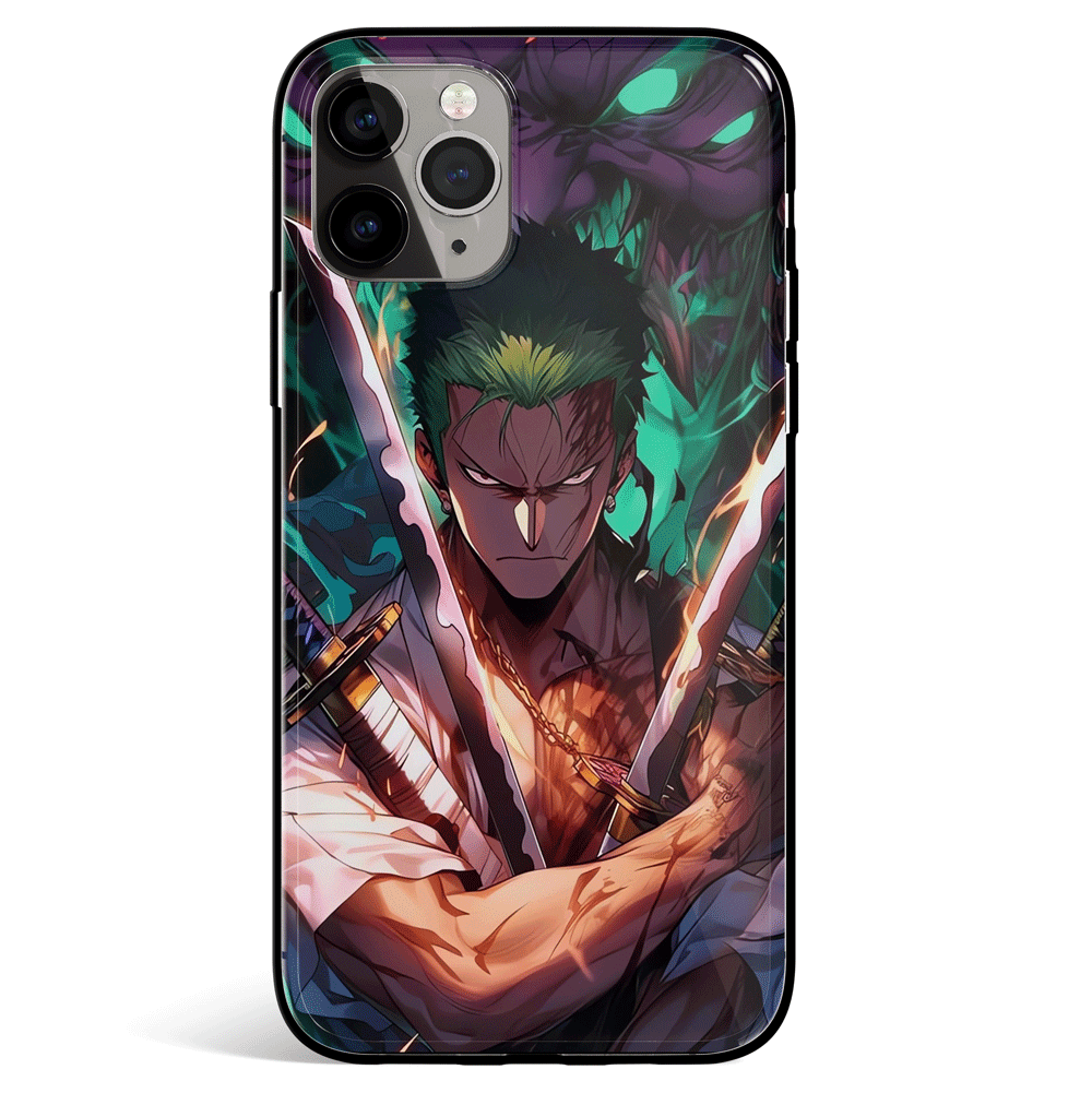 One Piece Zoro Sick Tempered Glass Soft Silicone iPhone Case