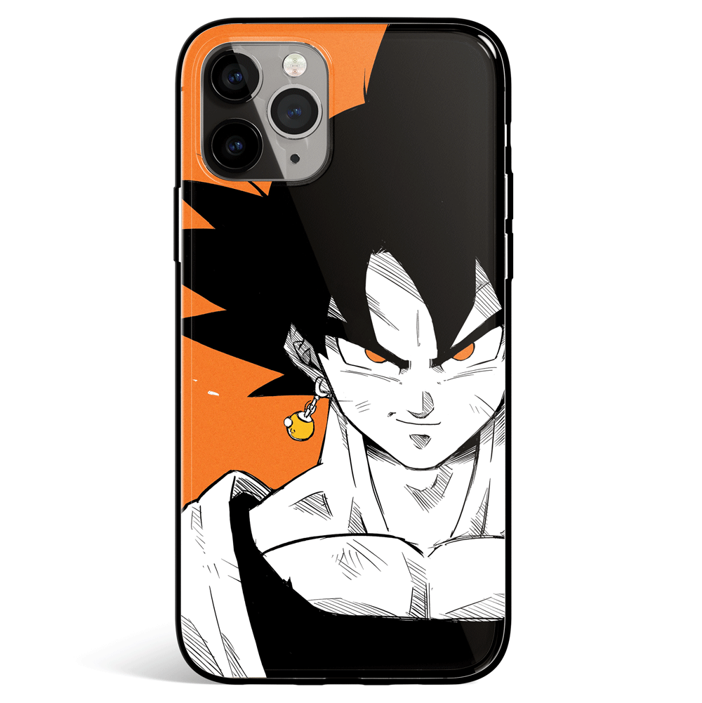 Dragon Ball Orange Background Son Goku Tempered Glass Soft Silicone iPhone Case