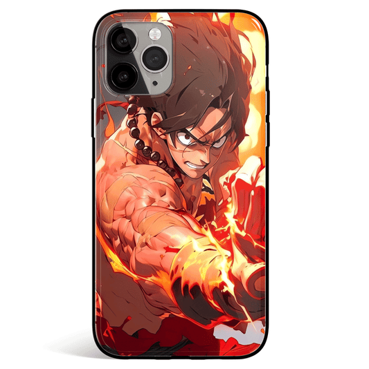 One Piece Ace Fanart Tempered Glass Soft Silicone iPhone Case-Phone Case-Monkey Ninja-iPhone X/XS-Tempered Glass-Monkey Ninja