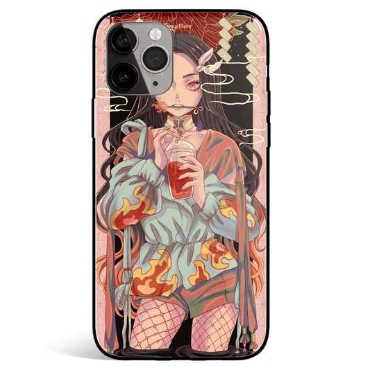Demon Slayer Nezuko Street Style Tempered Glass Soft Silicone iPhone Case-Phone Case-Monkey Ninja-iPhone X/XS-Tempered Glass-Monkey Ninja