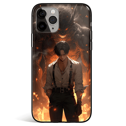 Attack on Titan Levi and Titan Tempered Glass Soft Silicone iPhone Case