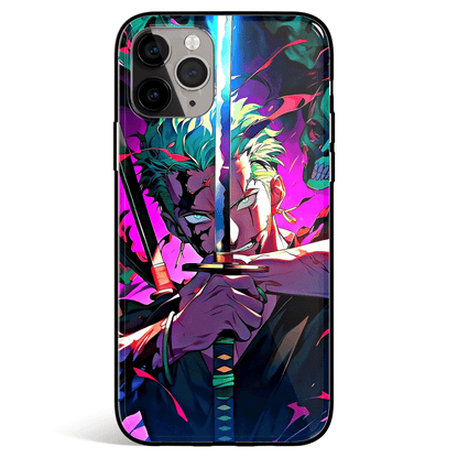 One Piece Zoro Purple Sword Tempered Glass Soft Silicone iPhone Case-Phone Case-Monkey Ninja-iPhone X/XS-Tempered Glass-Monkey Ninja