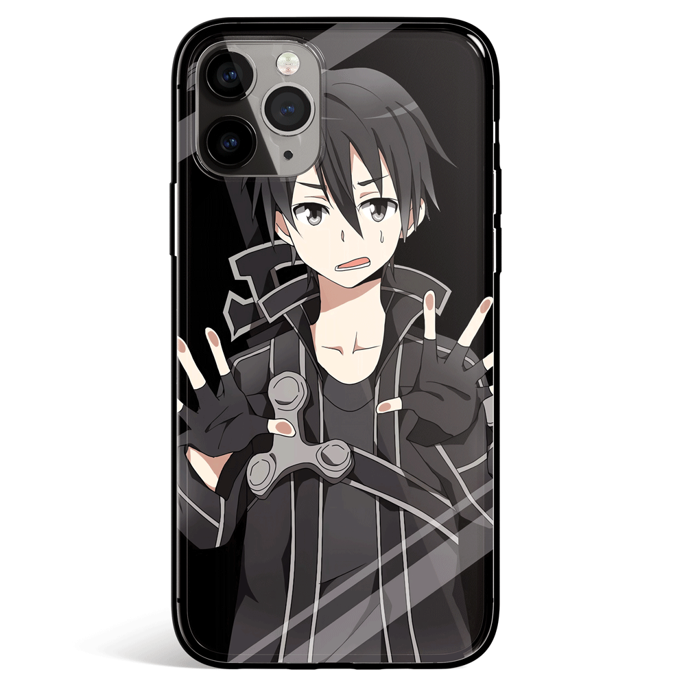 Sword Art Online Kirito In My Phone Tempered Glass Soft Silicone iPhone Case