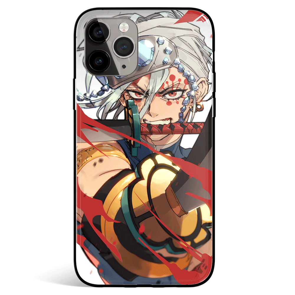 Demon Slayer Tengen Uzui Tempered Glass Soft Silicone iPhone Case-Phone Case-Monkey Ninja-iPhone X/XS-Tempered Glass-Monkey Ninja