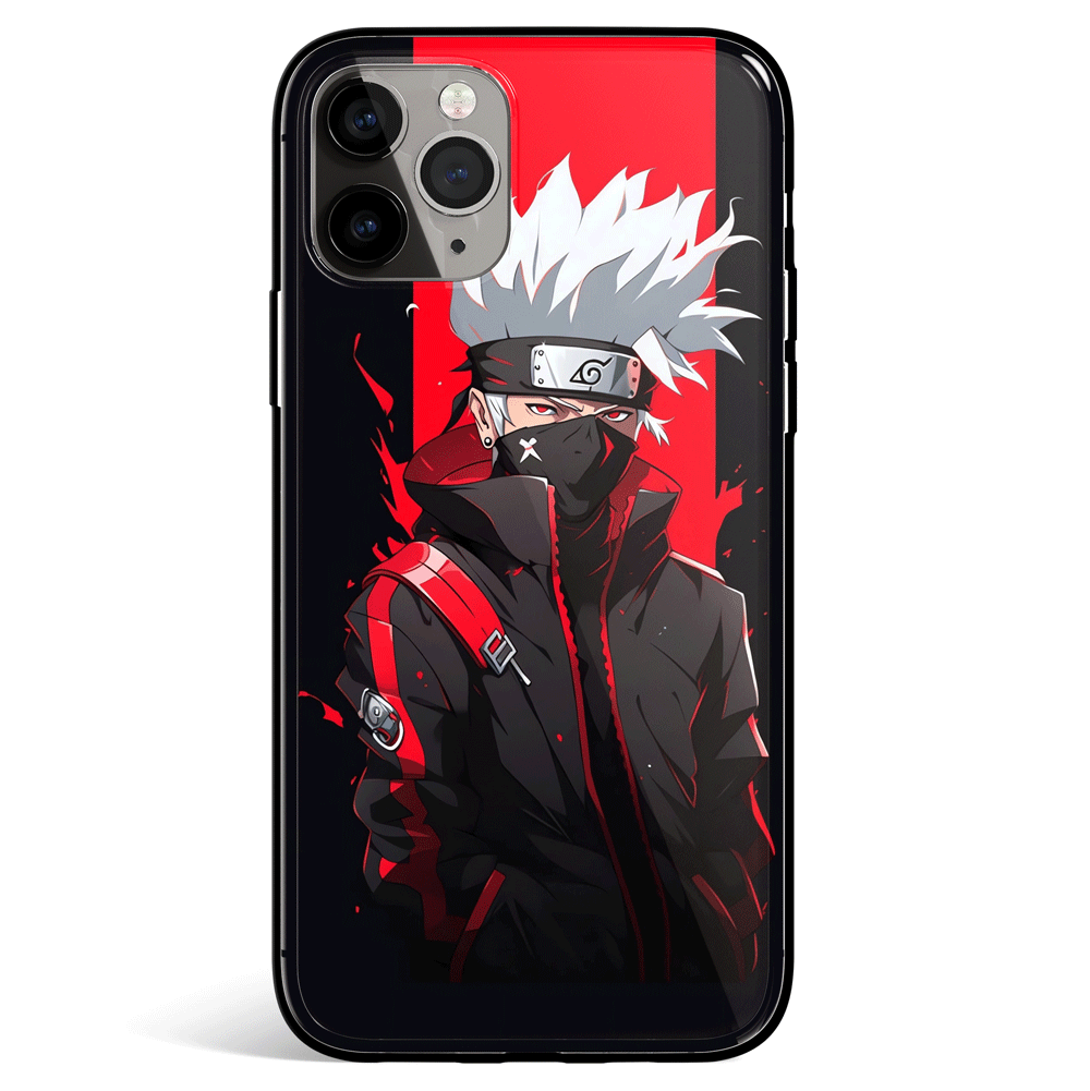 Naruto Kakashi in Cyberpunk Style Tempered Glass Soft Silicone iPhone Case