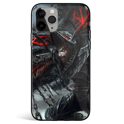 Berserk Guts Beast of Darkness Tempered Glass Soft Silicone iPhone Case