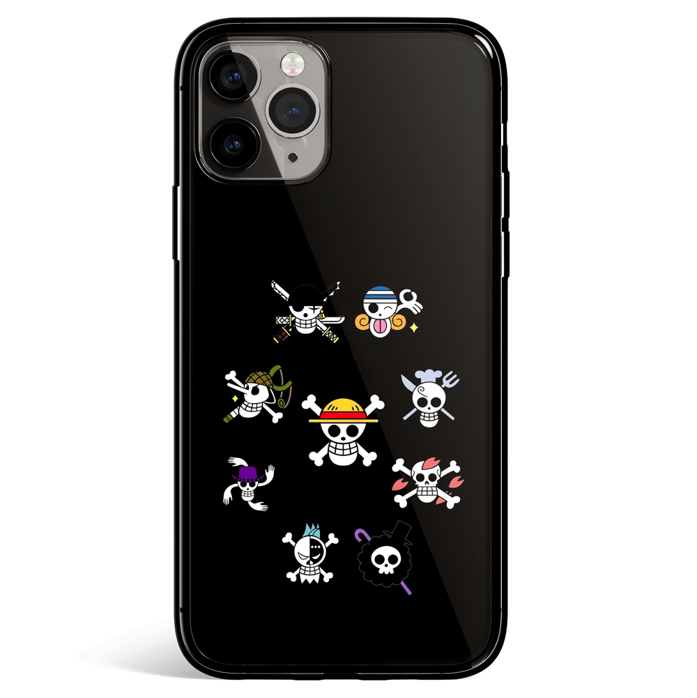 One Piece Pirate Flag Clan Tempered Glass Soft Silicone iPhone Case-Phone Case-Monkey Ninja-iPhone X/XS-Tempered Glass-Monkey Ninja