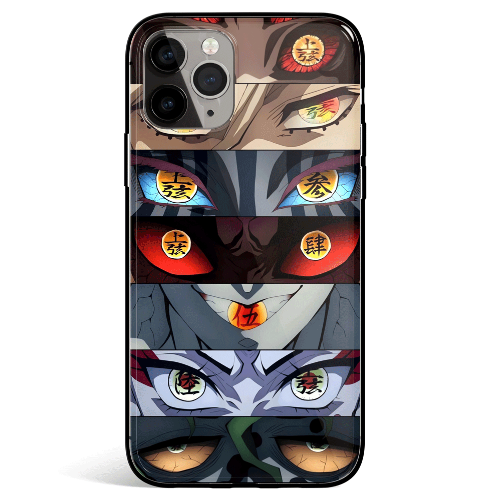 Demon Slayer Demon Eyes Tempered Glass Soft Silicone iPhone Case