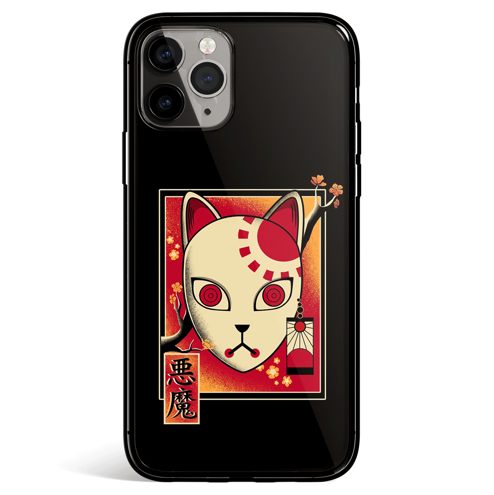 Demon Slayer Tanjiro Kamado Mask Tempered Glass Soft Silicone iPhone Case-Phone Case-Monkey Ninja-iPhone X/XS-Tempered Glass-Monkey Ninja