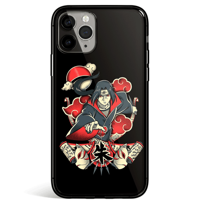 Naruto Itachi Sihouette Landscape Tempered Glass Soft Silicone iPhone Case
