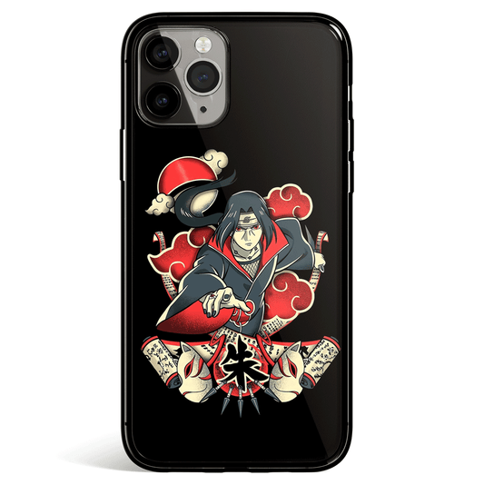 Naruto Itachi Sihouette Landscape Tempered Glass Soft Silicone iPhone Case-Phone Case-Monkey Ninja-iPhone X/XS-Tempered Glass-Monkey Ninja