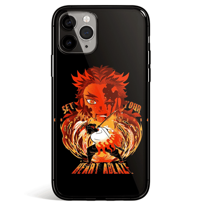 Demon Slayer Rengoku Sihouette Landscape Tempered Glass Soft Silicone iPhone Case-Phone Case-Monkey Ninja-iPhone X/XS-Tempered Glass-Monkey Ninja