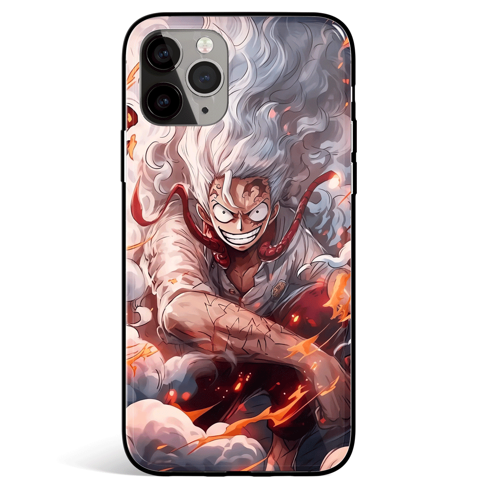 One Piece Gear 5 Awakening Luffy Bage Tempered Glass Soft Silicone iPhone Case