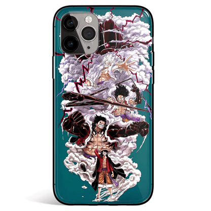 One Piece Luffy Gear 1 to 5 Tempered Glass Soft Silicone iPhone Case