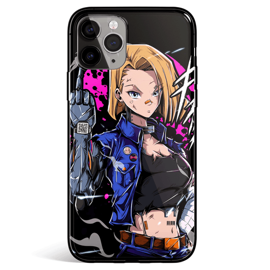 Dragon Ball Android 18 Street Style Tempered Glass Soft Silicone iPhone Case
