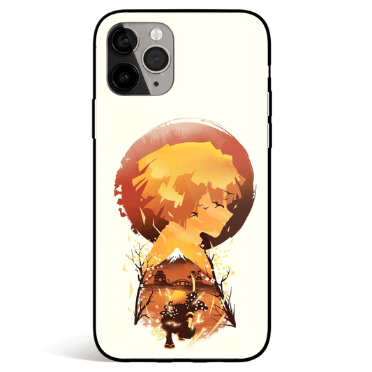 Demon Slayer Zenitsu Thunder Breathing Landscape Tempered Glass Soft Silicone iPhone Case