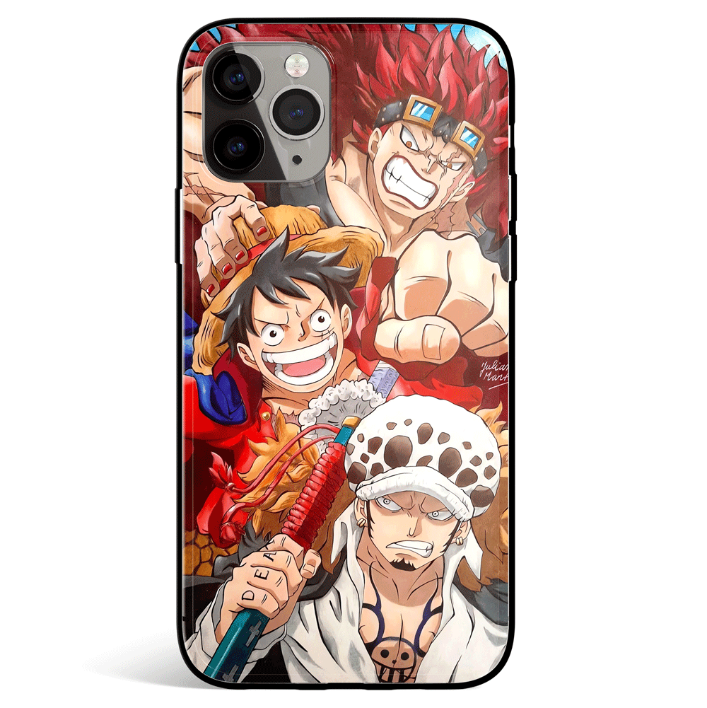 One Piece Luffy Kid Law Tempered Glass Soft Silicone iPhone Case-Phone Case-Monkey Ninja-iPhone X/XS-Tempered Glass-Monkey Ninja