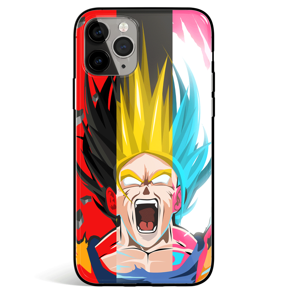 Dragon Ball Angry Goku Super Saiyan Tempered Glass Soft Silicone iPhone Case