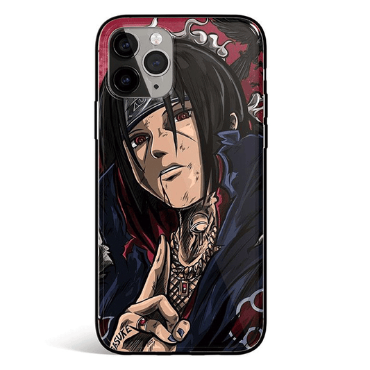 Naruto Itachi Tempered Glass Soft Silicone iPhone Case Hipop Fire-Phone Case-Monkey Ninja-iPhone X/XS-Itachi-Tempered Glass-Monkey Ninja