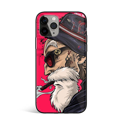 Hand-Drawn Master Roshi Tempered Glass Soft Silicone iPhone Case