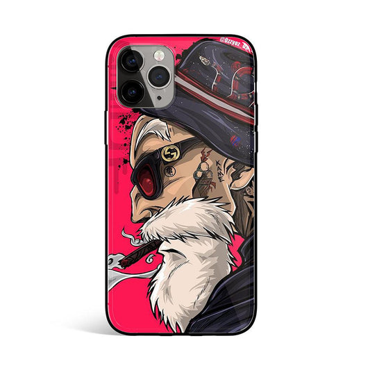 Hand-Drawn Master Roshi Tempered Glass Soft Silicone iPhone Case-Phone Case-Monkey Ninja-iPhone XR-Muten Roshi Red-Tempered Glass-Monkey Ninja