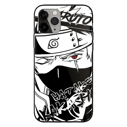 Naruto Characters Sketch Tempered Glass iPhone Case- Naruto Itachi Kakashi-Phone Case-Monkey Ninja-iPhone X/XS-Kakashi-Tempered Glass-Monkey Ninja