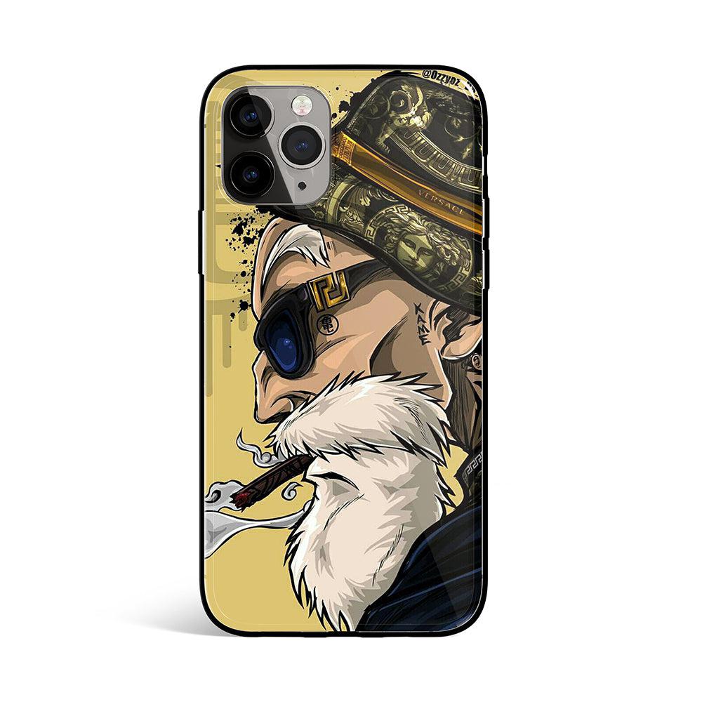 Hand-Drawn Master Roshi Tempered Glass Soft Silicone iPhone Case