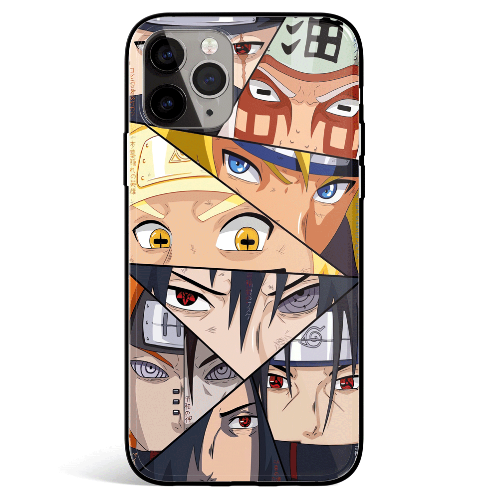 Naruto Various Ability Eyes Tempered Glass Soft Silicone iPhone Case