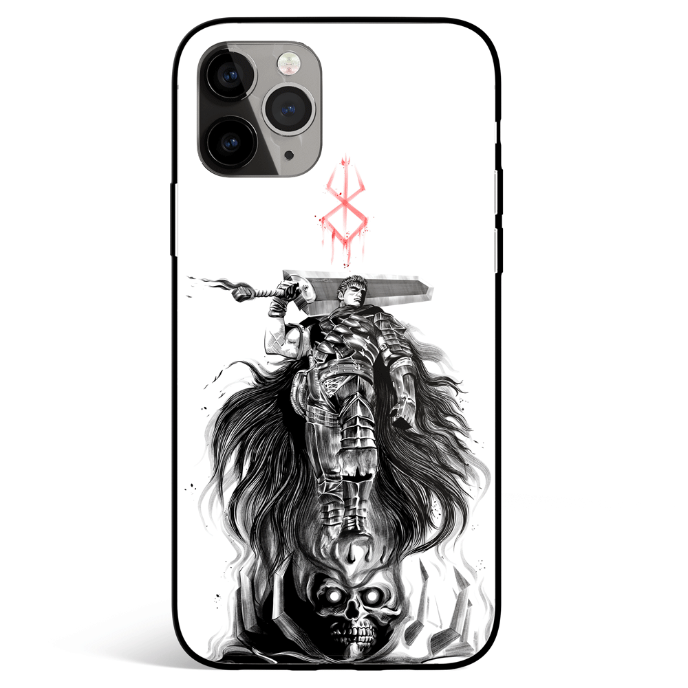 Berserk Guts Band of Sacrifice Black and White Tempered Glass Soft Silicone iPhone Case-Phone Case-Monkey Ninja-iPhone X/XS-Tempered Glass-Monkey Ninja