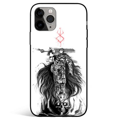 Berserk Guts Band of Sacrifice Black and White Tempered Glass Soft Silicone iPhone Case-Phone Case-Monkey Ninja-iPhone X/XS-Tempered Glass-Monkey Ninja