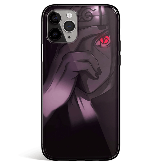 Naruto Itachi Half Face Sharingan Tempered Glass Soft Silicone iPhone Case