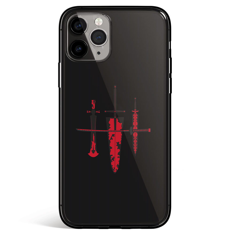 Black Clover Sword Tempered Glass Soft Silicone iPhone Case