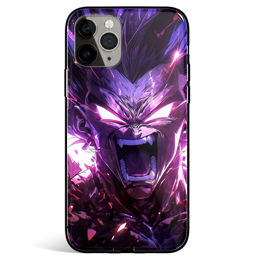 Dragon Ball Super Saiyan Purple Light Tempered Glass Soft Silicone iPhone Case-Phone Case-Monkey Ninja-iPhone X/XS-Tempered Glass-Monkey Ninja