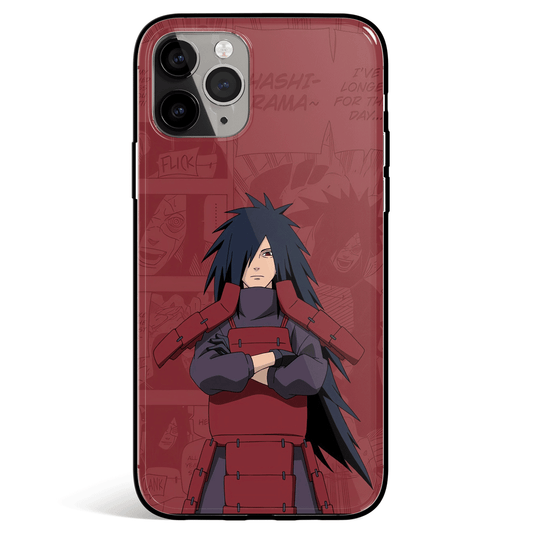 Naruto Madara Red Background Manga Tempered Glass Soft Silicone iPhone Case