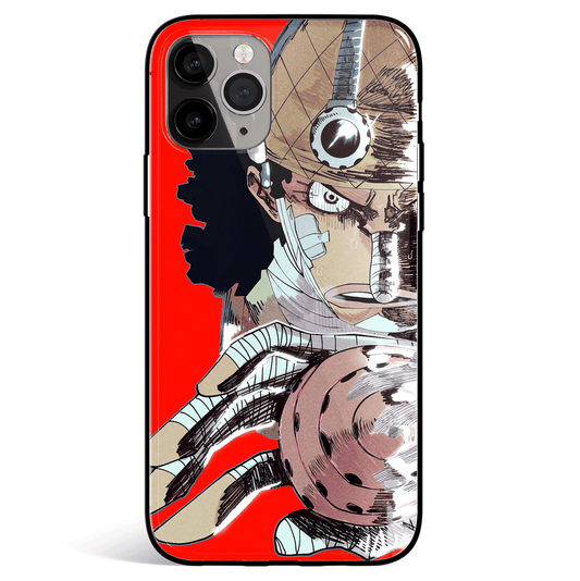 One Piece Usopp Red Background Tempered Glass Soft Silicone iPhone Case