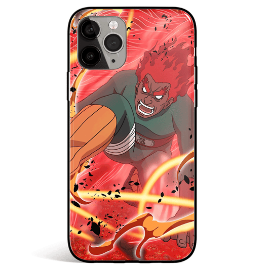 Naruto Might Guy The Gate of Death Open Tempered Glass Soft Silicone iPhone Case