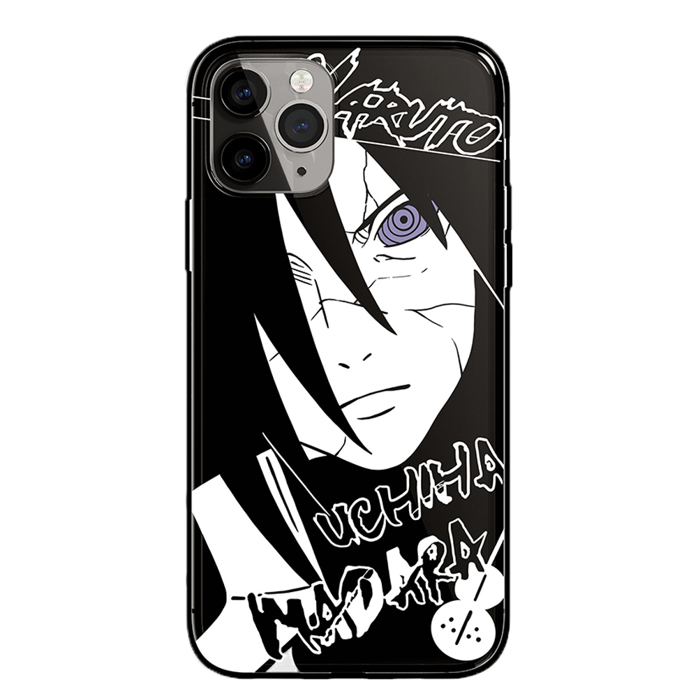 Naruto Characters Sketch Tempered Glass iPhone Case- Madara Pain Sasuke