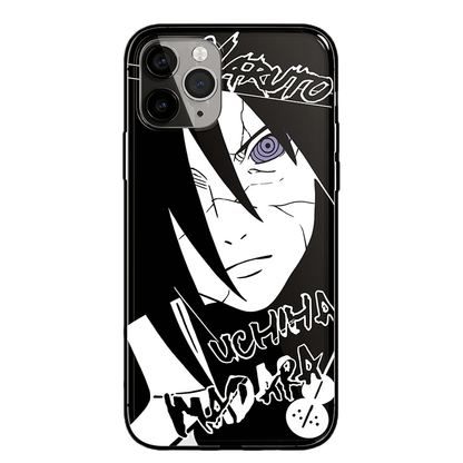Naruto Characters Sketch Tempered Glass iPhone Case- Madara Pain Sasuke-Phone Case-Monkey Ninja-iPhone 15-Pain-Tempered Glass-Monkey Ninja