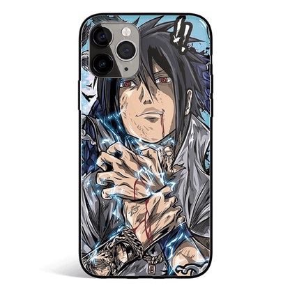 Naruto Sasuke Tempered Glass Soft Silicone iPhone Case Hipop Fire