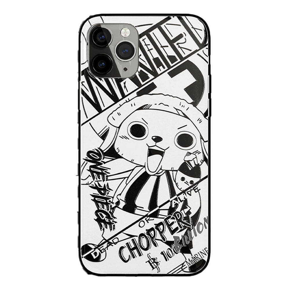 One Piece Robin Law Chopper Sabo Characters Sketch Tempered Glass Phone Case-Phone Case-Monkey Ninja-iPhone XR-Chopper-Tempered Glass-Monkey Ninja