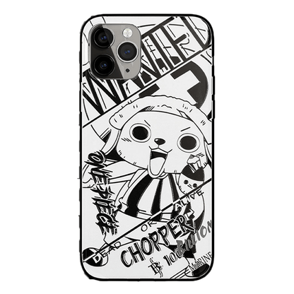 One Piece Robin Law Chopper Sabo Characters Sketch Tempered Glass Phone Case-Phone Case-Monkey Ninja-iPhone XR-Chopper-Tempered Glass-Monkey Ninja
