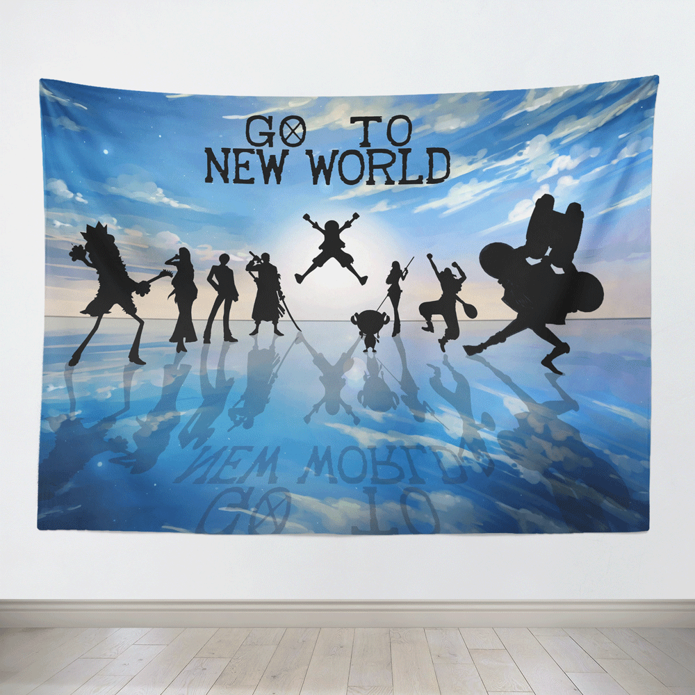 One Piece Mugiwara Crew Silhouette Go To The New World Tapestry