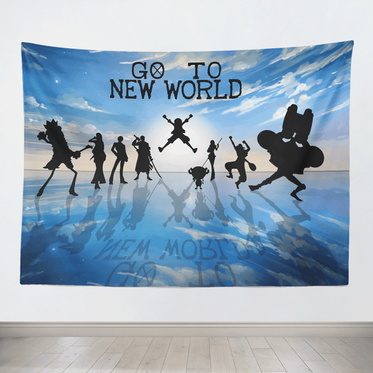 One Piece Mugiwara Crew Silhouette Go To The New World Tapestry-Taspetry-Monkey Ninja-150cm * 200cm-Monkey Ninja