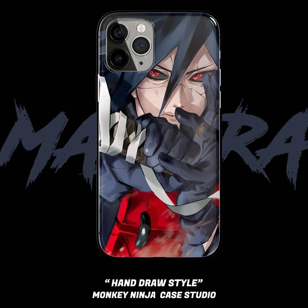 Madara Uchiha Mangekyou Sharingan Tempered Glass Soft Silicone iPhone Case-Phone Case-Monkey Ninja-iPhone X/XS-Tempered Glass-Monkey Ninja