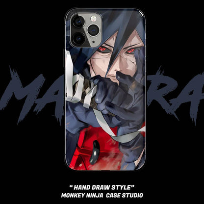 Madara Uchiha Mangekyou Sharingan Tempered Glass Soft Silicone iPhone Case-Phone Case-Monkey Ninja-iPhone X/XS-Tempered Glass-Monkey Ninja