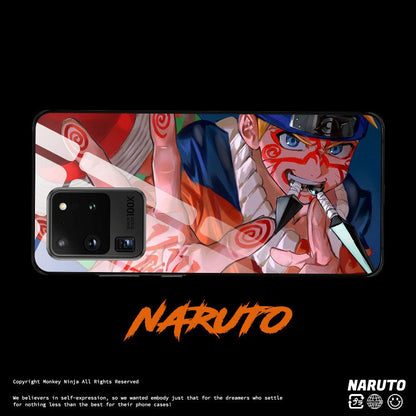 Naruto Anime Hand Draw Tempered Glass Phone Case for Samsung