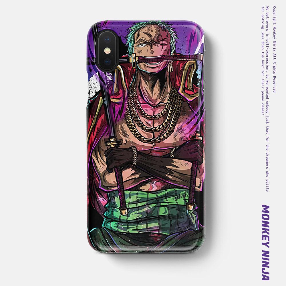 One Piece Roronoa Zoro Three Swords Styles Tempered Glass Soft Silicone iPhone Case